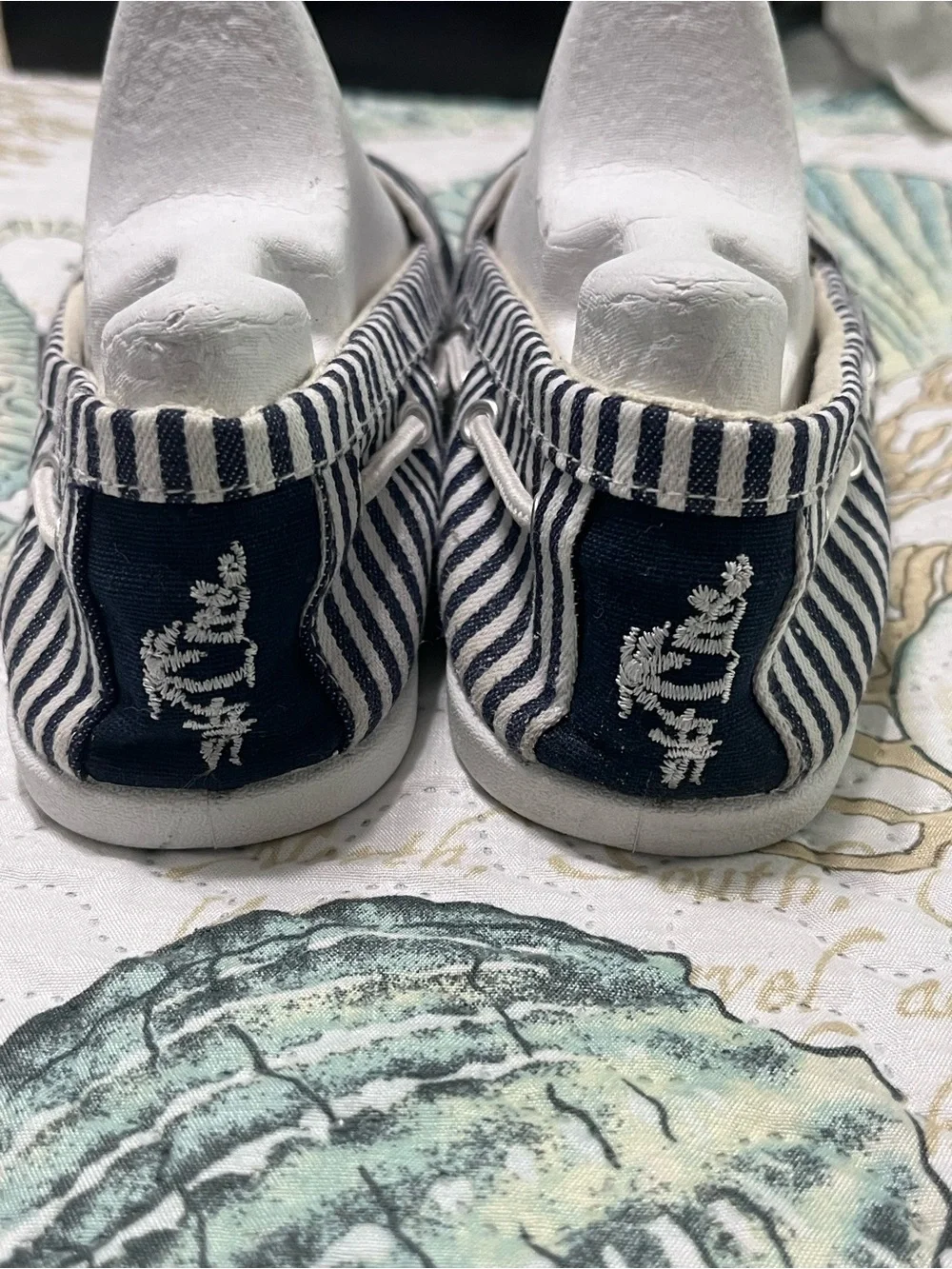 Salt Lofe Striped Slip-On Canvas Flats - Navy and White